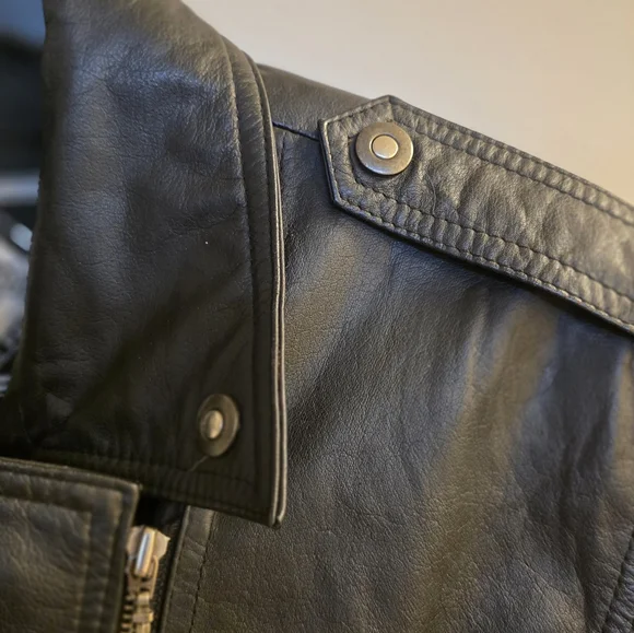 Vintage Korea Long Black Leather Trench Coat Bikers Belted Zippers Punk Medium - Picture 9 of 14